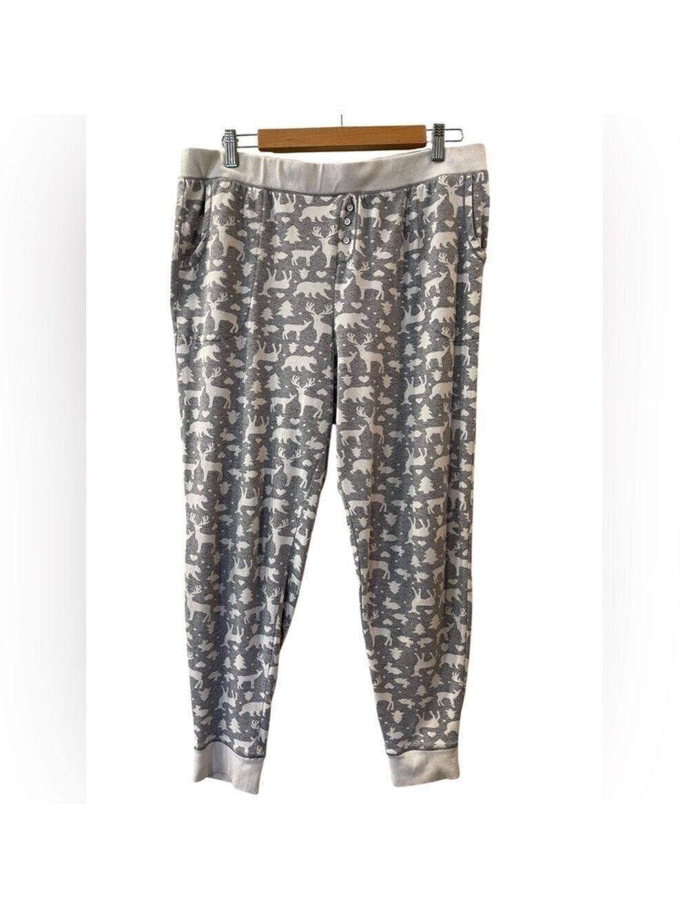 Cuddl-Duds Women's Gray/White Animal Print Pajama Lounge Pants Size: Large